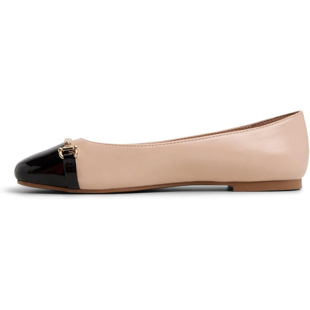 Aldo Womens Other Black Synthetic Closed Square Toe Low Wedge Heel Ballet Flat
